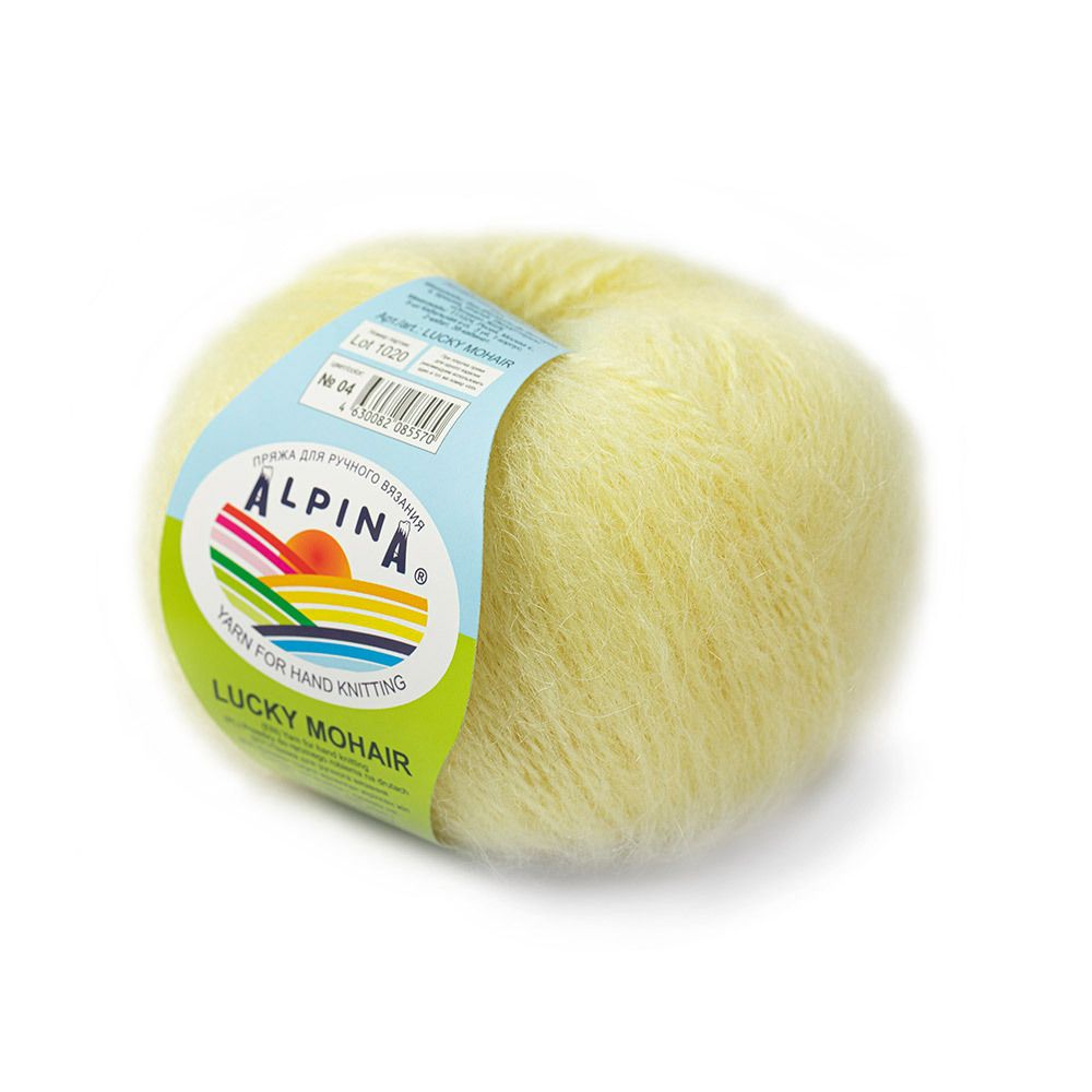 Пряжа Alpina Lucky Mohair / уп.10 мот. по 50 г, 150м, 04 желтый