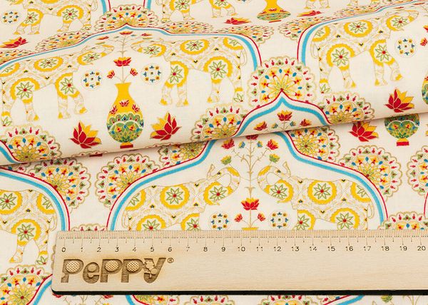 Ткань для пэчворка Peppy Индийское сари, рулон 112 см / 5 метров, ИС-09 кремовый, Peppy