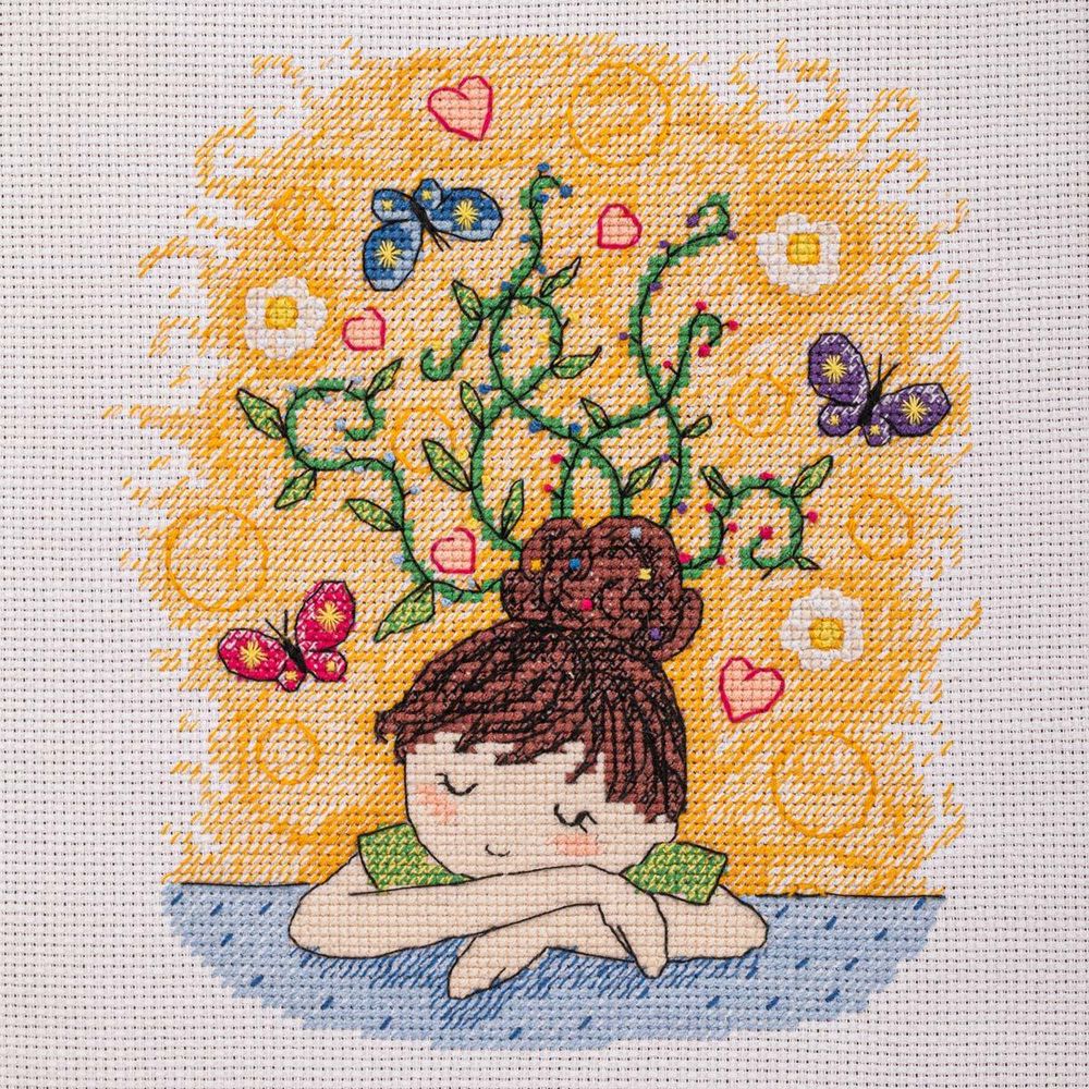 Набор для вышивания нитками Созвездие, Мечтательница 14х16см