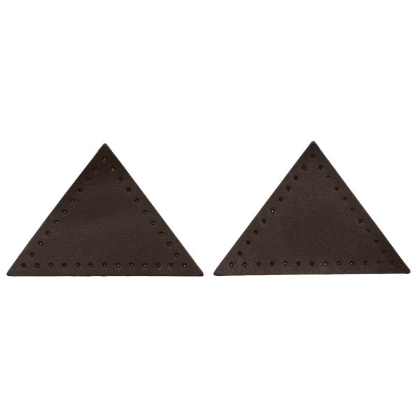 Заплатки пришивные из кожи, треугольник равнобедр., стор. 6см, с перфорацией, 2 шт, 100% кожа, 03 темно-коричневый, 9902