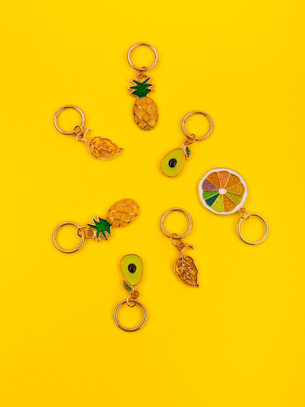 Кольца маркировочные металл, 6 шт, №03 с подвесками фрукты, Gamma MKK-06