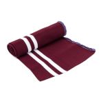 Подвяз средней плотности с полосками (100% полиэстер), 1*1, высота 14см (7см*2), длина 70-73см (8052/8003 бордо с белыми полосками)