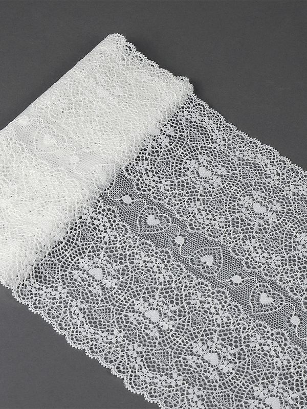 Кружево бельевое эластичное 185 мм / 2.7 м, 6185, цв.004 белый, Kruzhevo