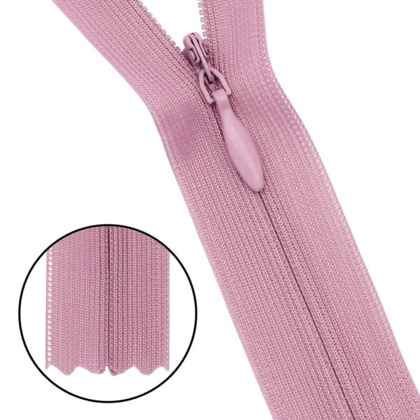 Молния потайная (скрытая) Т3 (3 мм) 1 зам., н/раз., 50 см, нейлон, 377 пудра, 10 шт