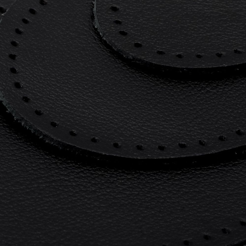 Набор заплаток пришивных из кожи, овал 4х5,5см, 6х8,2см, 8х10,9см, с перфорацией, 3 шт (01 черный), 9404