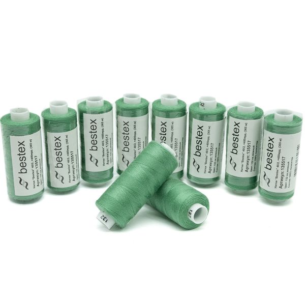 Нитки швейные бытовые Bestex 40/2, 365 м (400 ярд) / 10 кат., 132 светло-зеленый