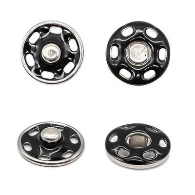 Кнопка пришивная металл ⌀12.5 мм, никель / черный, 10 шт, КПР6