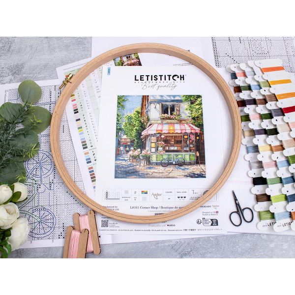 Набор для вышивания нитками LetiStitch L8101, Магазин на углу 24х24см