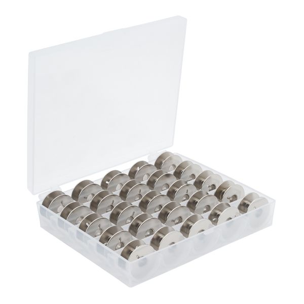 Набор металлических шпулек для швейных машин в пластиковом контейнере ⌀20.7 мм, h8.8 мм, 25 шт
