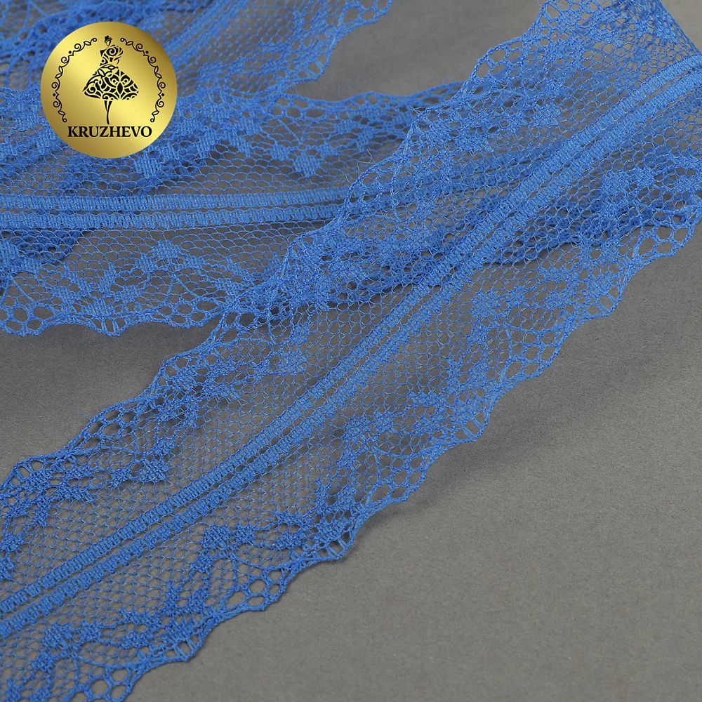 Кружево отделочное в стиле "трикотаж" 40 мм, 150-1 цв.231 т.синий уп.27,4м