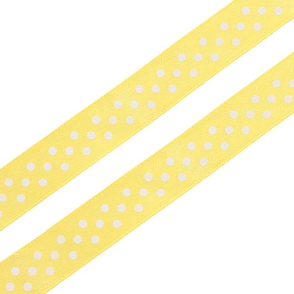 Лента атласная в горошек 15.0 мм / 3 метра, желтый, Globus