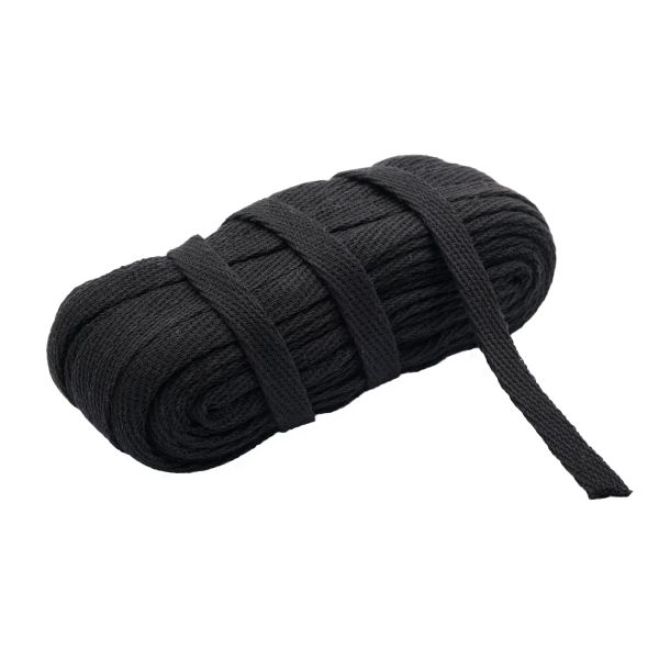 Шнур плоский плетеный х/б ⌀15.0 мм / 20 метров, цв.3 черный