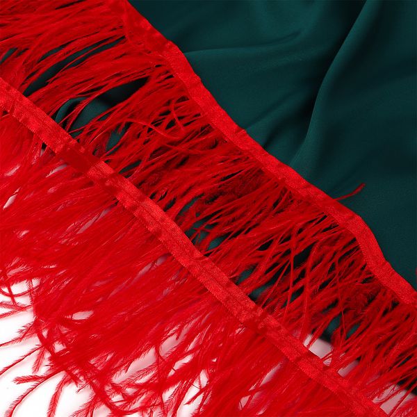 Перья на ленте Страус 15 см, FBY-15-055, цв. красный, 2м