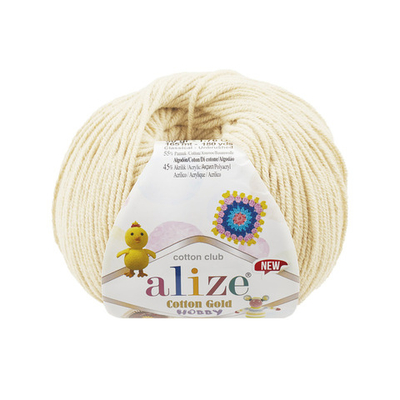 Пряжа Alize (Ализе) Cotton Gold Hobby New / уп.10 мот. по 50 г, 165 м, 01 молочный