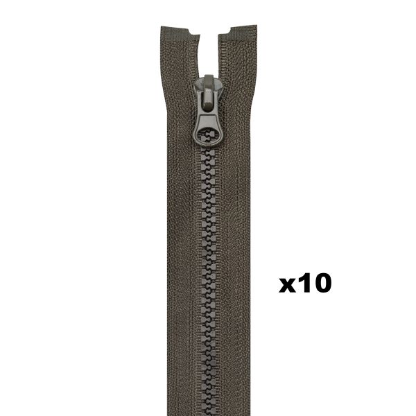 Молния трактор Т5 (5 мм) 1 зам., разъем., 65 см, F328 хаки, 10 шт