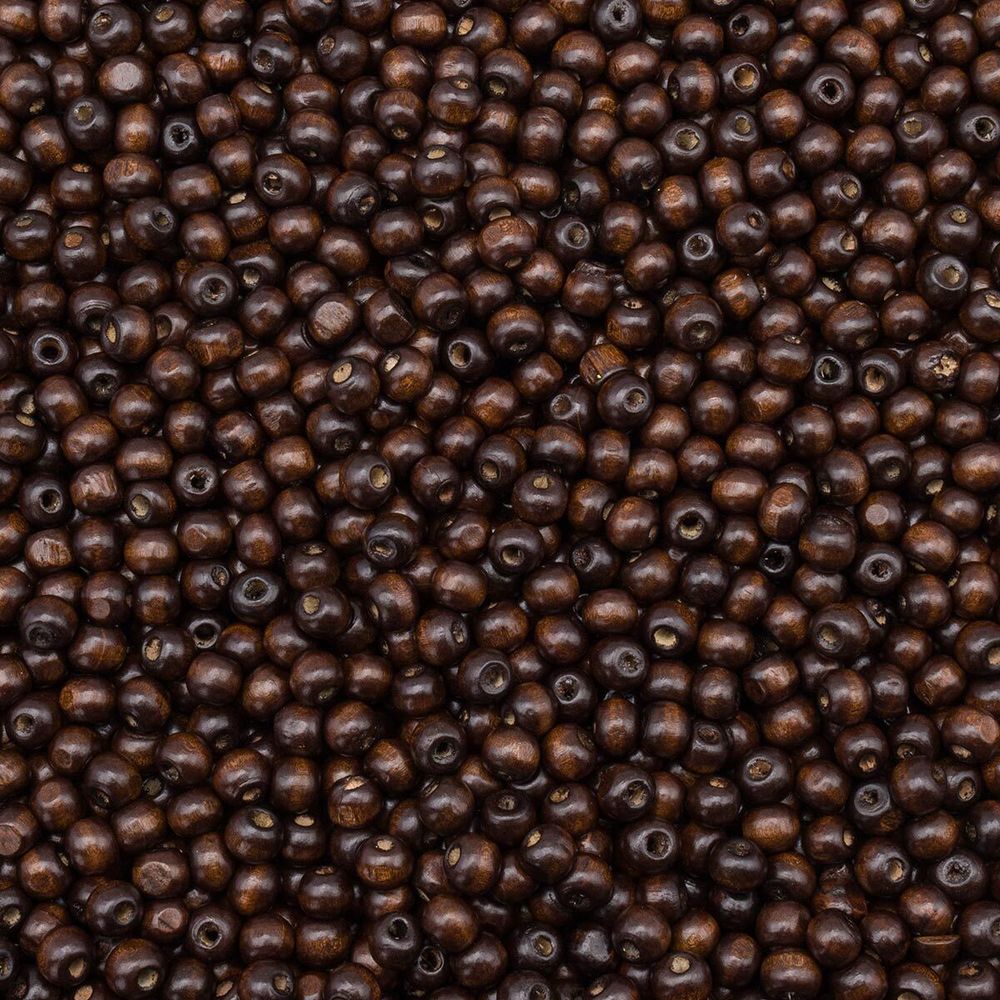 Бусины дерево ⌀8 мм, 500 г, т.коричневый, 7704354