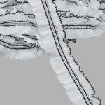 Кружево плиссированное 70 мм, / 45.72 метра, складка плиссе, цвет белый с черной окантовкой