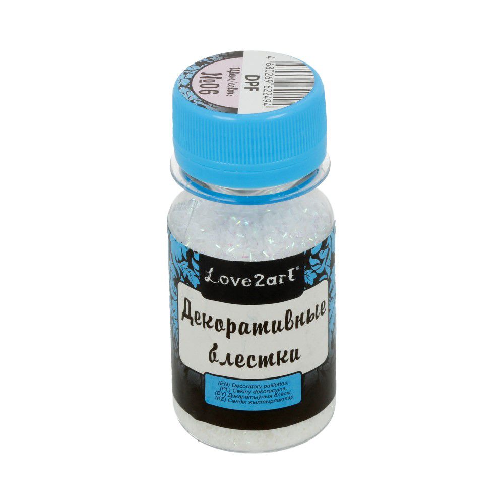 Блестки декоративные 1.5х0.2 мм, 60 г (4х15 г), 06 перламутровый, Love2art DPF