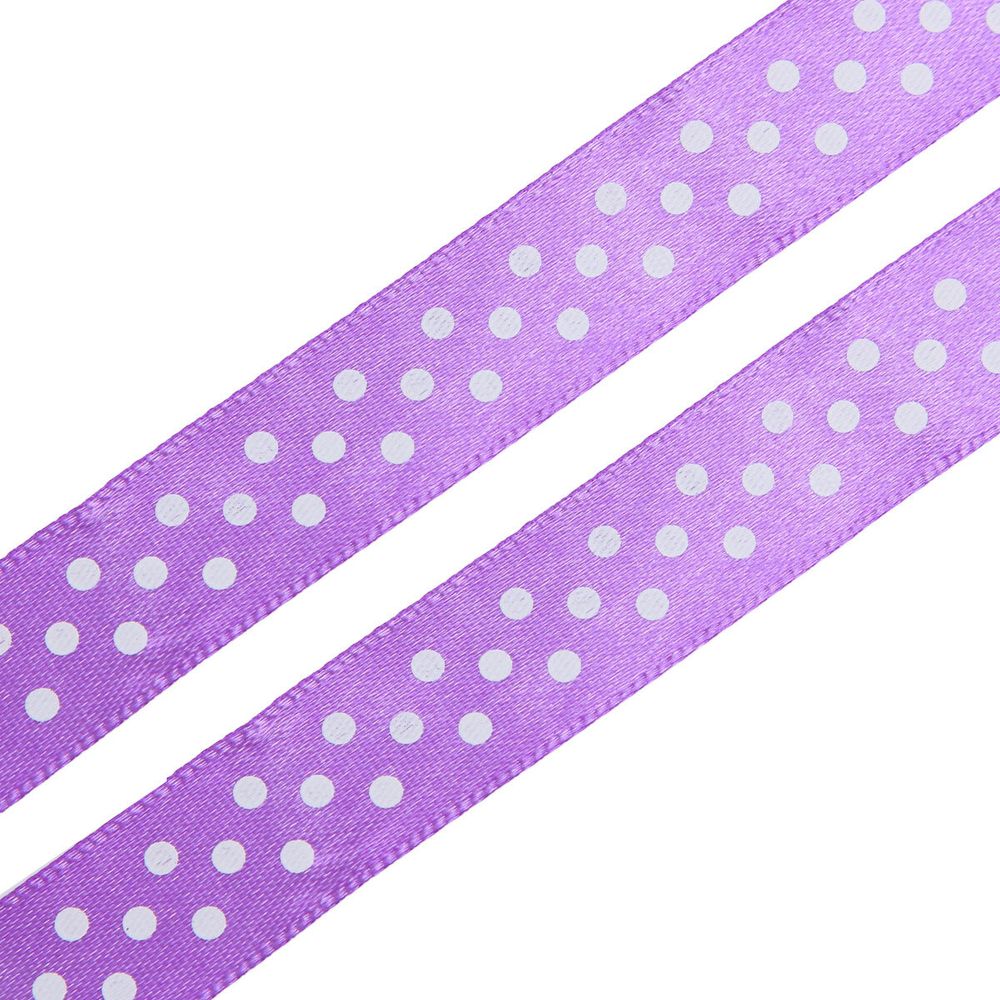 Лента атласная в горошек 15.0 мм / 3 метра, сиреневый, Globus