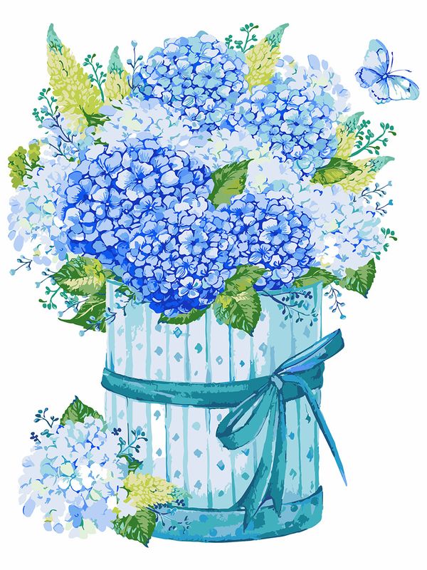 Холст для раскрашивания по номерам PNB/C3 №52, Букет гортензий, 40х30 см