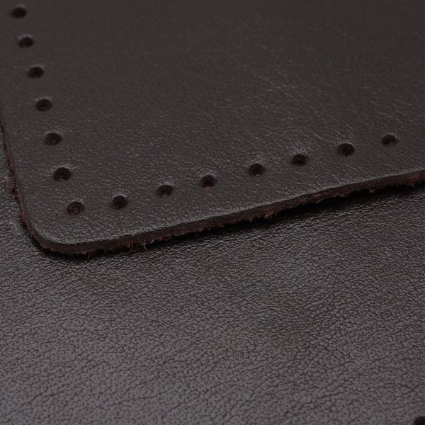 Заплатки пришивные из кожи, прямоугольник 6х9,6см с перфорацией, 2 шт, 100% кожа, 03 темно-коричневый, 9113