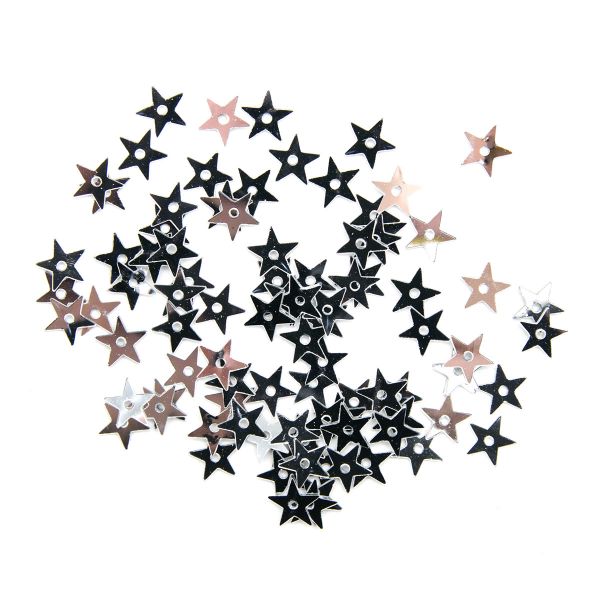 Пайетки фигурные звездочки 7 мм, Астра 10г, 1 серебро, уп.10 шт