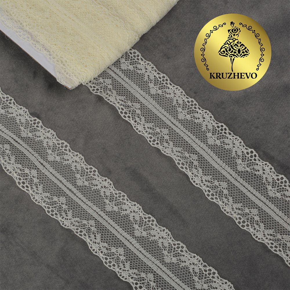 Кружево отделочное в стиле "трикотаж" 40 мм / 9.14 метров, TBY 150-1, цв.02 молочный