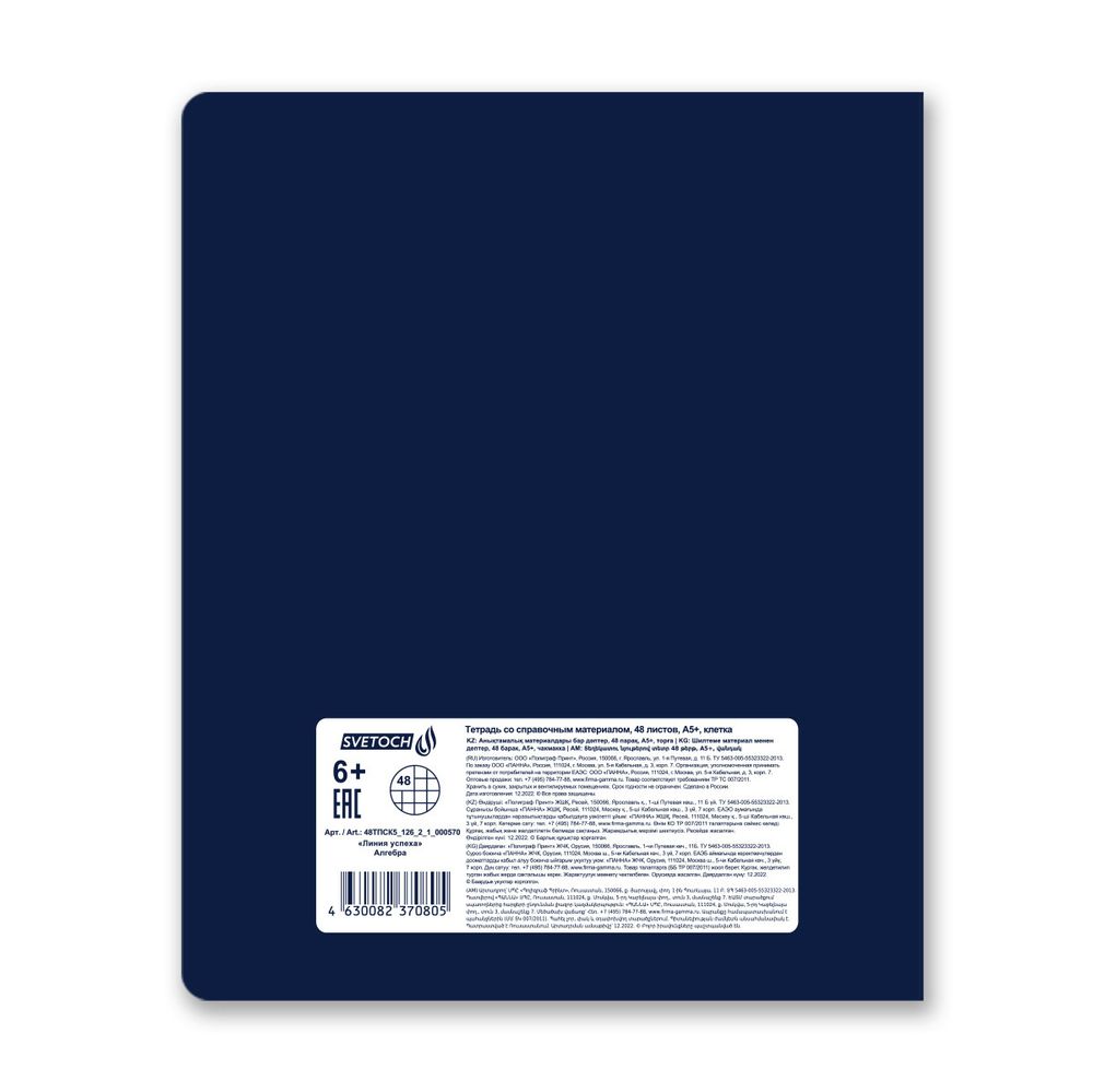 Комплект тетрадей со справочным материалом Линия успеха, софт тач ламинация + тиснение фольгой, A5+ 48 л. 12 шт, на скобе 65 г/м², белизна 100 %, клетка/линия, 01051 12 предметов, Светоч 48К35