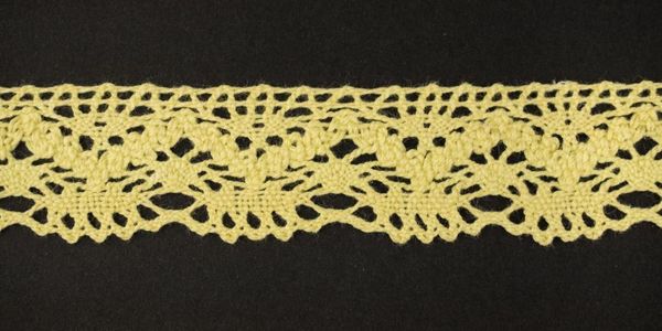 Кружево вязаное (тесьма) 25 мм, цв.св.желтый, Alfa, 25 метров, AF-196-010
