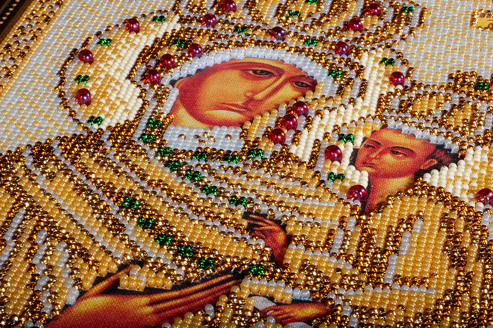 Кроше (Радуга бисера), Тихвинская Богородица 17х26 см