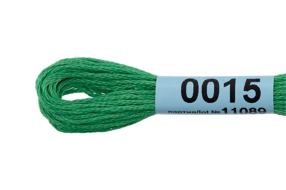 Мулине Gamma 100% хлопок, цв.0015 св.зеленый, 24 мотка по 8 метров