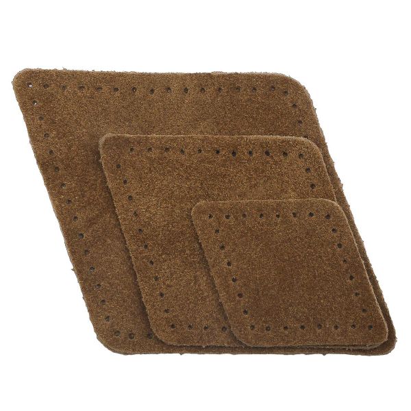 Набор заплаток пришивных из замши, ромб 4х5,6см, 6х8,4см, 8х11,2см, с перфорацией, 3 шт (32 кэмел), 59405