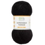 Пряжа Вязь Акриловая тонкая / уп.3 мот. по 100 г, 360 м, 990 черный