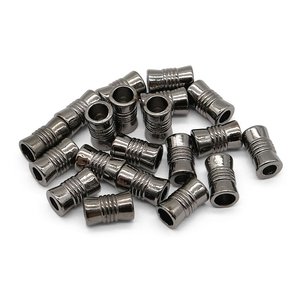 Наконечник для шнура металл цилиндр 12х7 мм, ⌀3/5 мм, (чер.никель), 20 шт