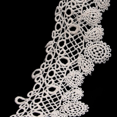Кружево гипюр (плетёное) 95 мм / 9.14 метров, матовое, 571 молочный