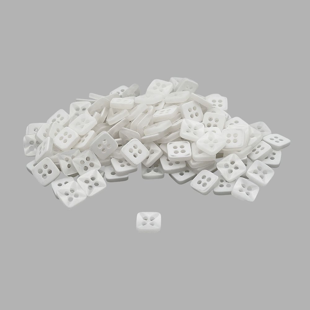 Пуговицы 4 прокола 18L (11мм), квадрат, пластик (White), CB_M-26, 144 шт