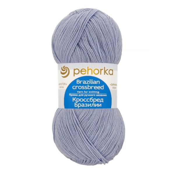 Пряжа Пехорка Кроссбред Бразилии / уп.5 мот. по 100 г, 500 м, цв.177 голубое небо
