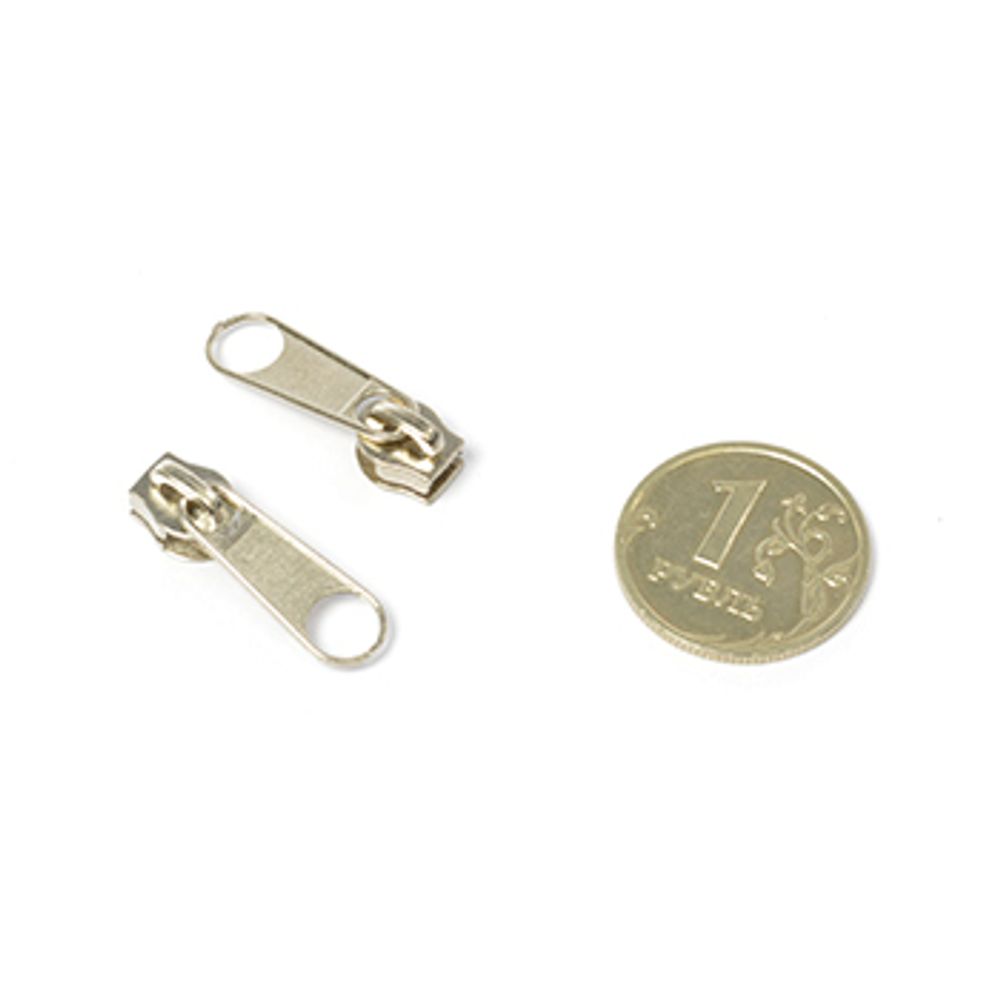 Слайдер (замок) для молнии спираль Т3 (3 мм), без фиксатора, цв.никель уп.1000 шт Слайдер (замок) для молнии спираль Т3 (3 мм), без фиксатора, цв.никель уп.1000 шт