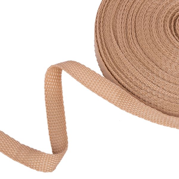 Стропа (ременная лента) 15 мм / 25 метров, толщ. 0.78 мм, [6.8 г/пог.м], 100% п/п, рис.9807, кремовый, Гамма, Gamma С3872Г17