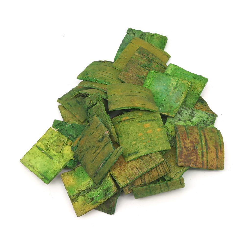 Декоративные элементы из коры дерева "Квадратики", 3см, 30 шт/уп, зеленый