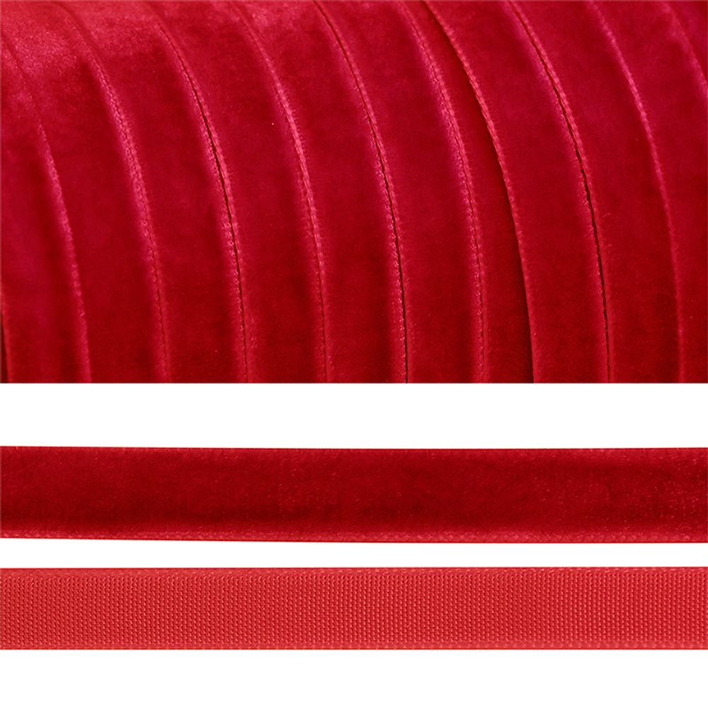 Лента бархатная _6 мм, нейлон, т.красный, уп. 30м