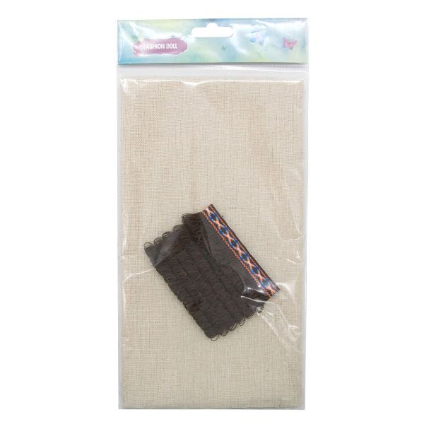 Ткань для рукоделия в наборе с тесьмой жаккард -бахрома 50х50см+1м (21947/34113 т.коричневый) 29501