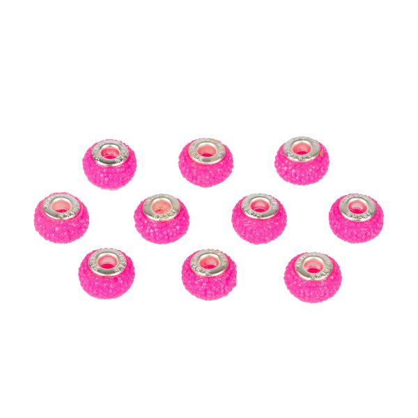 Бусины шармы ⌀14 мм, 10 шт, смола, №14 розовый/неон, Zlatka RFB-14