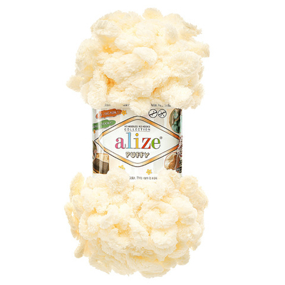 Пряжа Alize (Ализе) Puffy / уп.5 мот. по 100 г, 9м, 1 ваниль