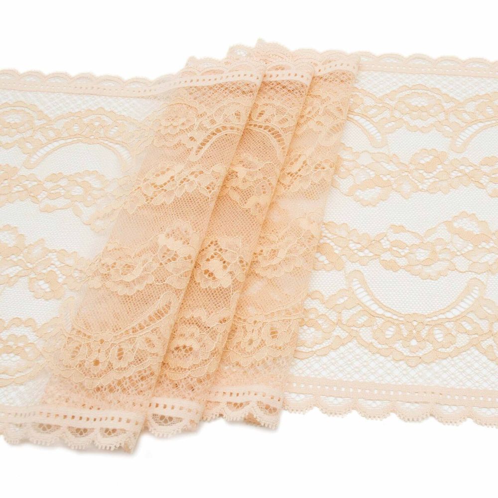 Кружево бельевое эластичное 230 мм / 10 м, бежевый