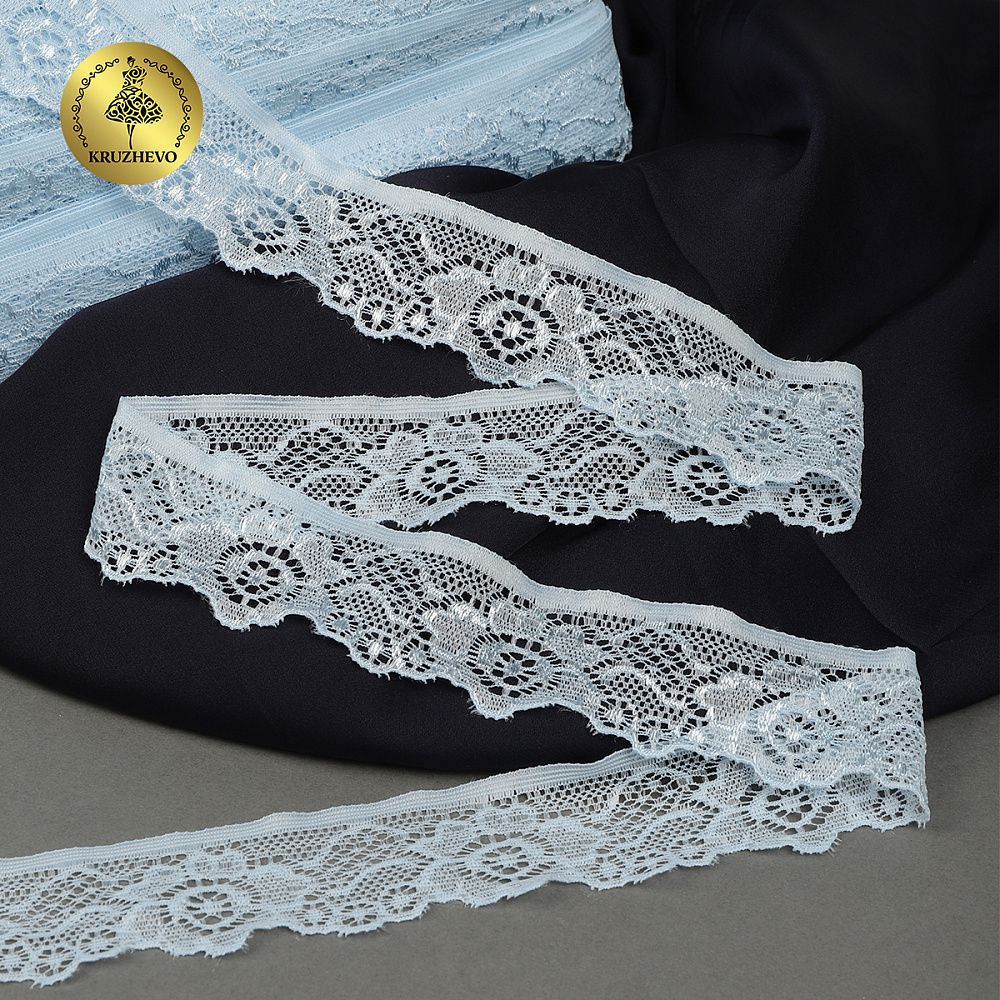 Кружево эластичное (стрейч) арт.L839 30мм цв.F183 голубой уп.50м, Kruzhevo