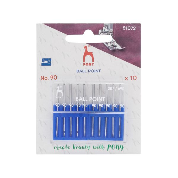 Иглы для промышленных швейных машин для трикотажа 287/690, №90 с круглой колбой, 10 шт, Pony, 51072