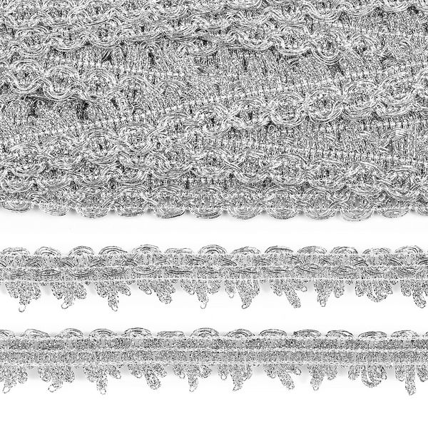 Тесьма отделочная 20 мм серебро, уп.13,5м