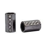 Наконечник для шнура металл цилиндр со стразами ⌀3,5/7 мм, 15,5х8,5 мм (чер.никель), 20 шт