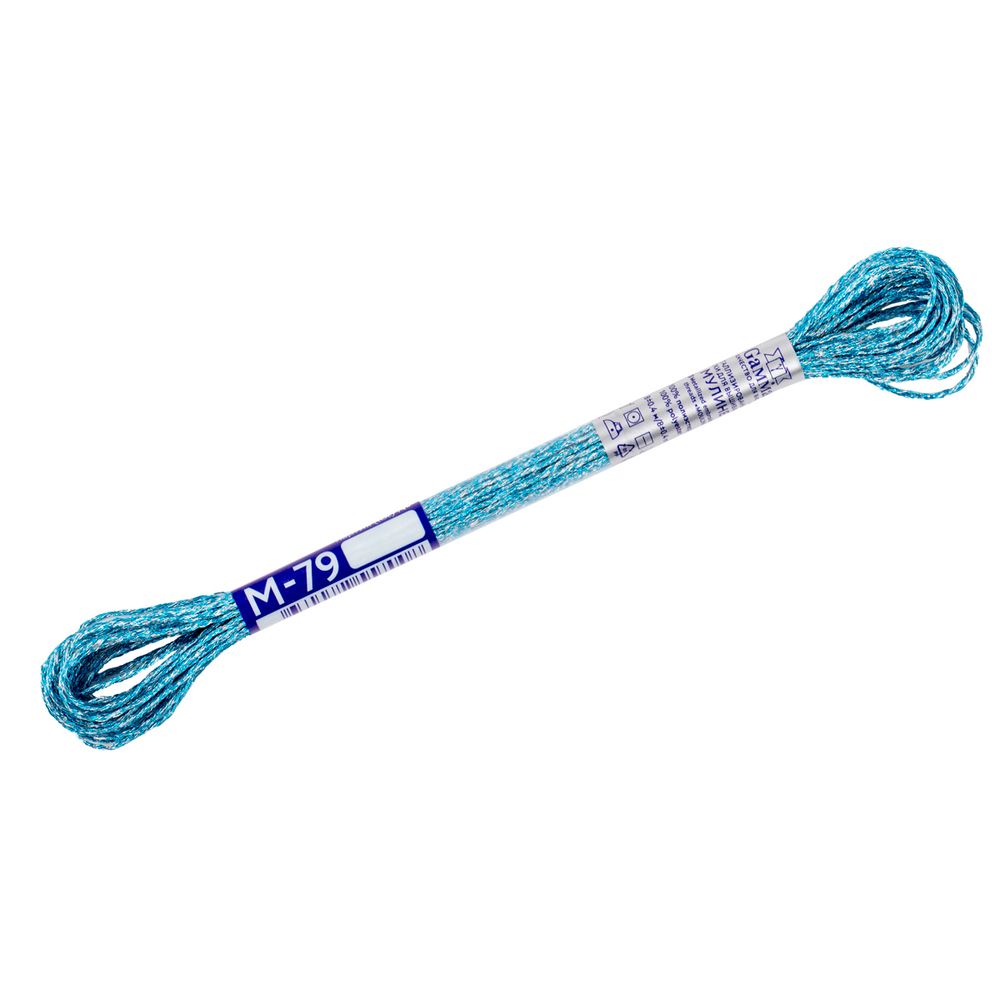 Мулине Gamma металлик NM 12 мотков по 8 метров, M-79 голубой/серебристый, Gamma MOULINE